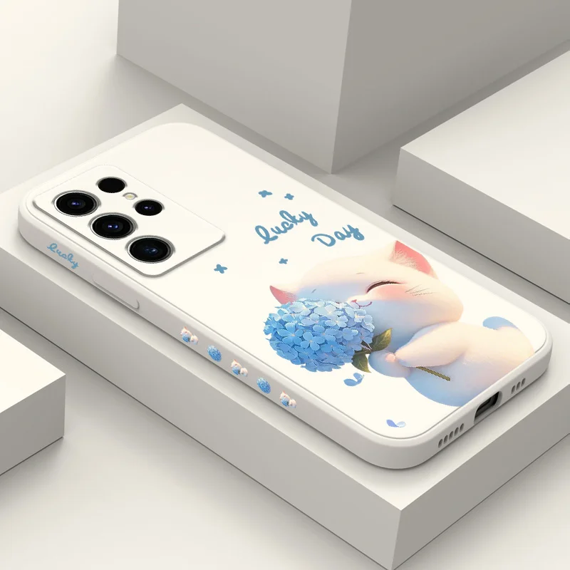 Blue Silk Cat Design Phone Case Cover