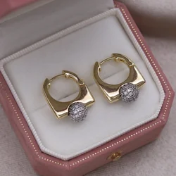 Elegant Two - Tone Zircon Ball Earrings - Chic Korean Fashion Jewelry (Gold - color)