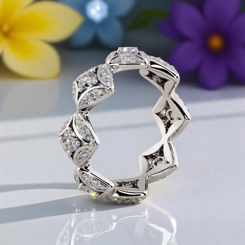Unique White Zircon Geometric Rings For Women Silver Color Pormise Engagement Wedding Bands Bridal Jewelry Mothers Day Gifts 2