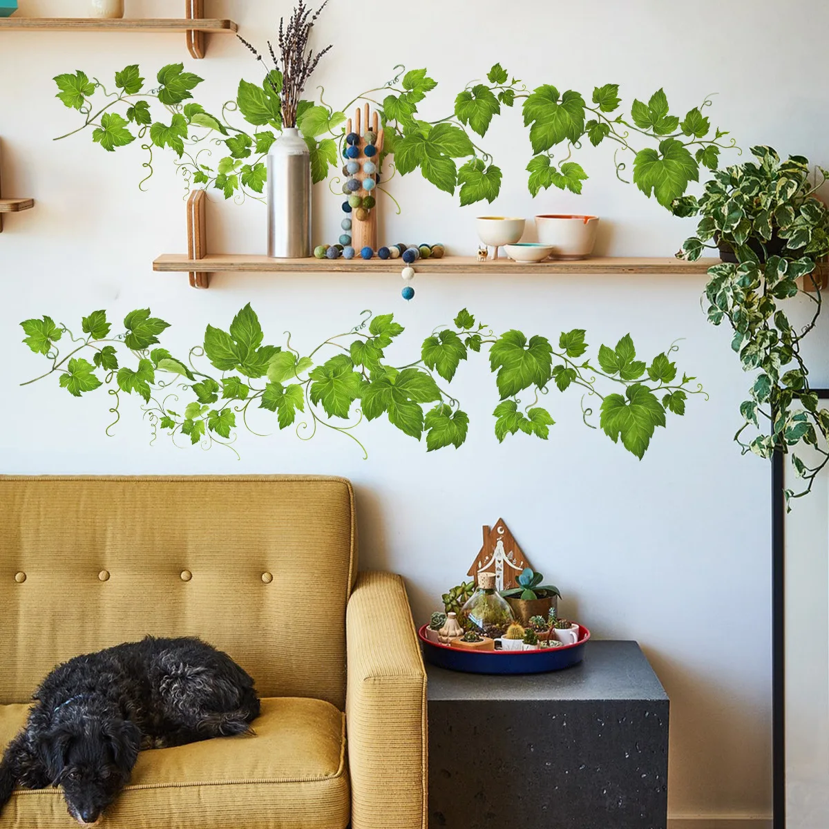 Description Picture 6 of itemCreative Green Plants Flowers Vines Wall Stickers Bathroom Living Room Bedroom Home Decoration Self-adhesive Can Be Removed