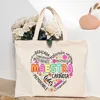 Spanish Teacher Pattern Print Tote Bag Large Capacity Travel Shower Handbag Portable Zipper Pouches Commuting To Work Handbags 4