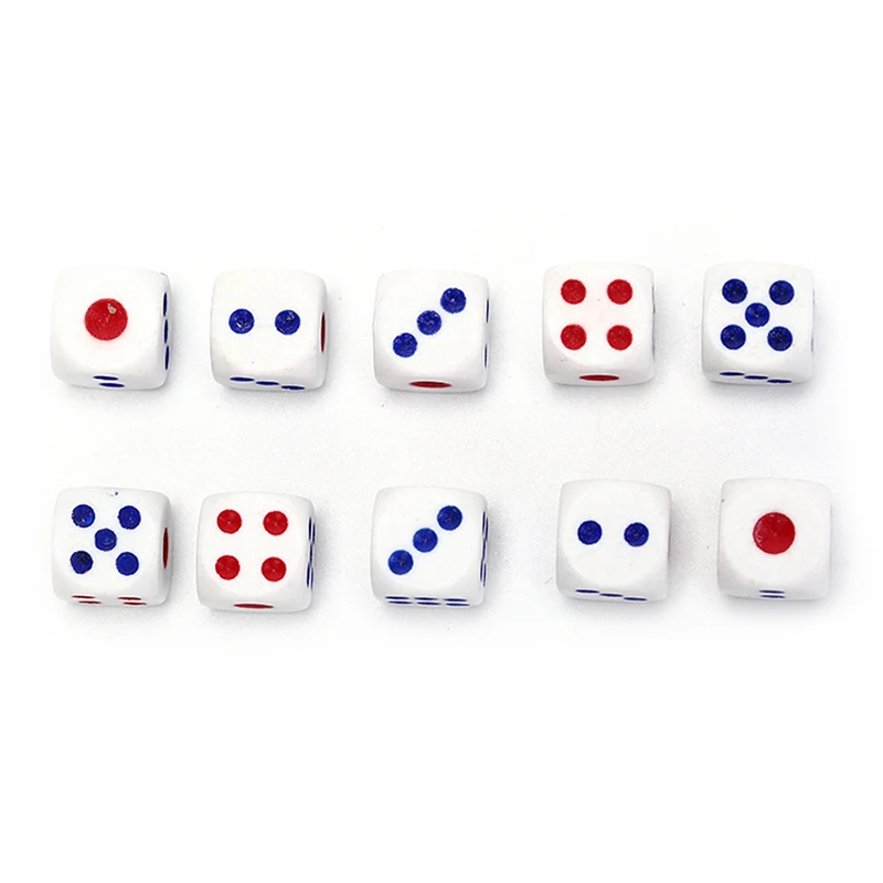 10Pcs Six Sided Square Opaque 10mm D6 Dice Portable Table Games Tool