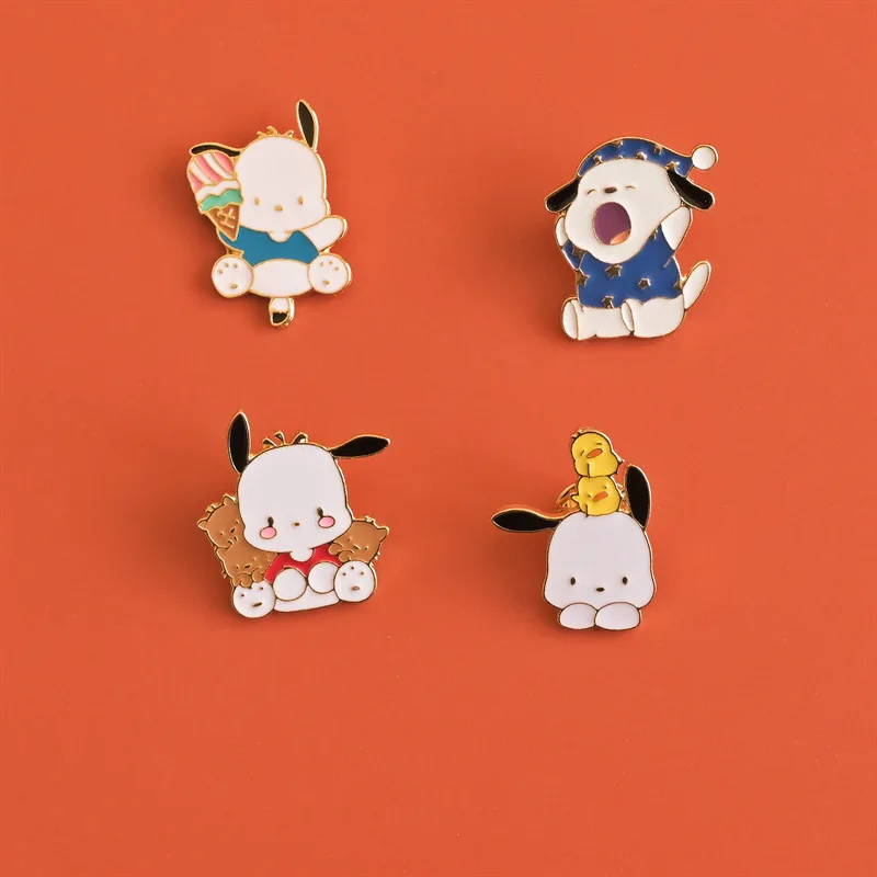 

Новая Милая брошь Sanrio Pachacco, японская Милая мультяшная брошь из сплава, студенческий значок с сердечками для девушек, универсальные аксессуары для одежды и сумок