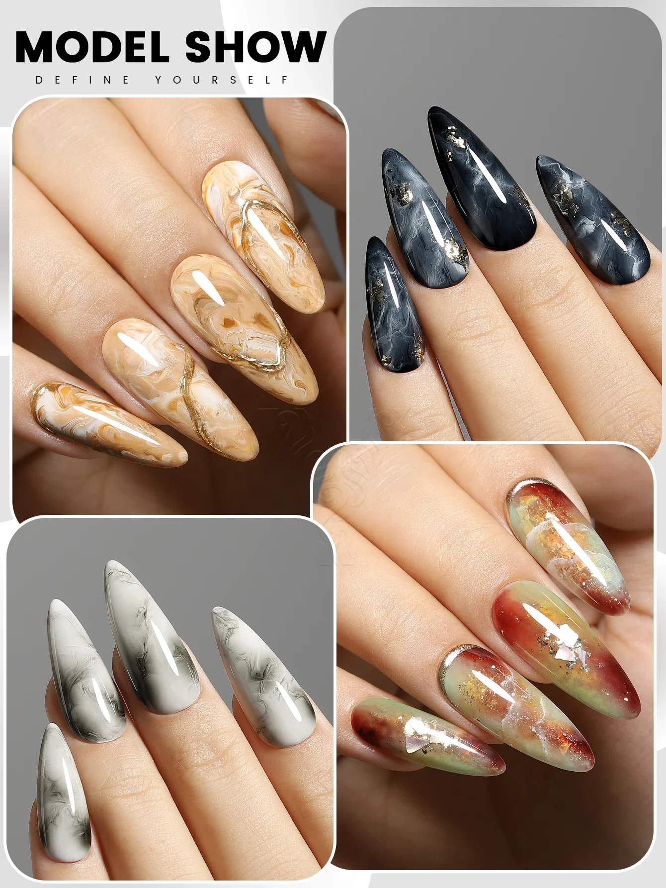 YOKEFELLOW 16ML Blooming Gel Nail Polish Flower Watercolor Marble Smudge Effect Translucent Function GEL For Nail Art DIY Design 5
