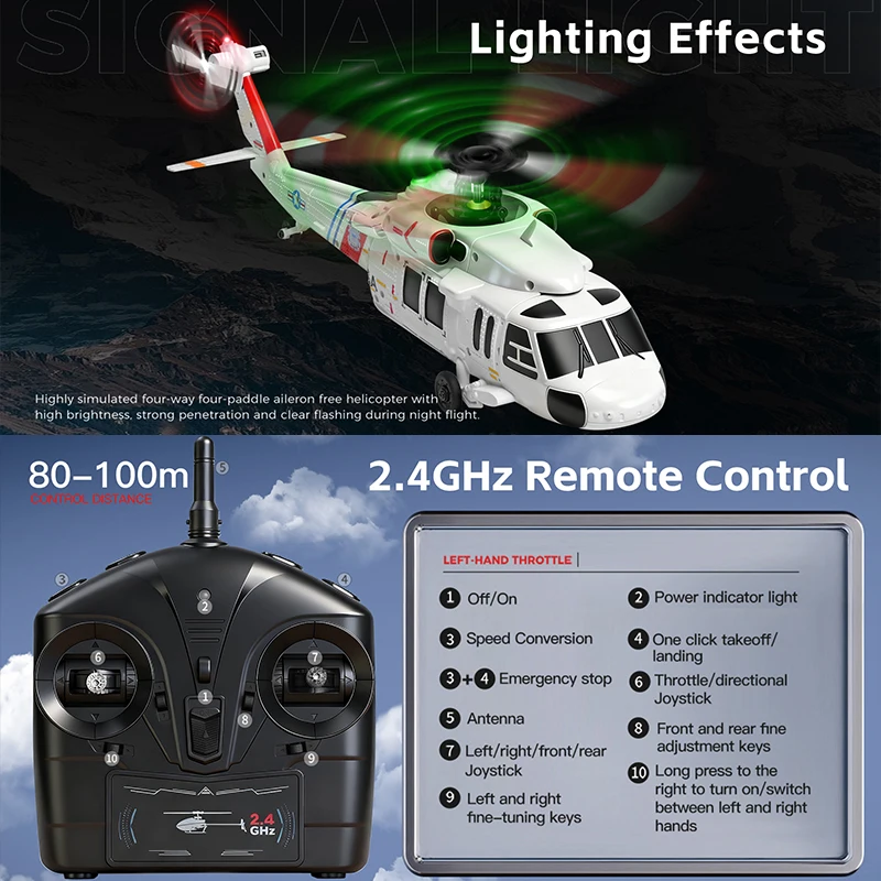 WLtoys XK K170 UH-60L Hélicoptère RC 4CH Vert Militaire 2.4G Gyro 6 Axes