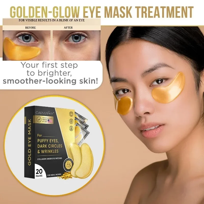 

Under Eye Patches (20 Pairs)-Golden Under Eye Mask Amino Acid & Collagen for Face,Dark Circles Puffiness,Beauty & Personal Care