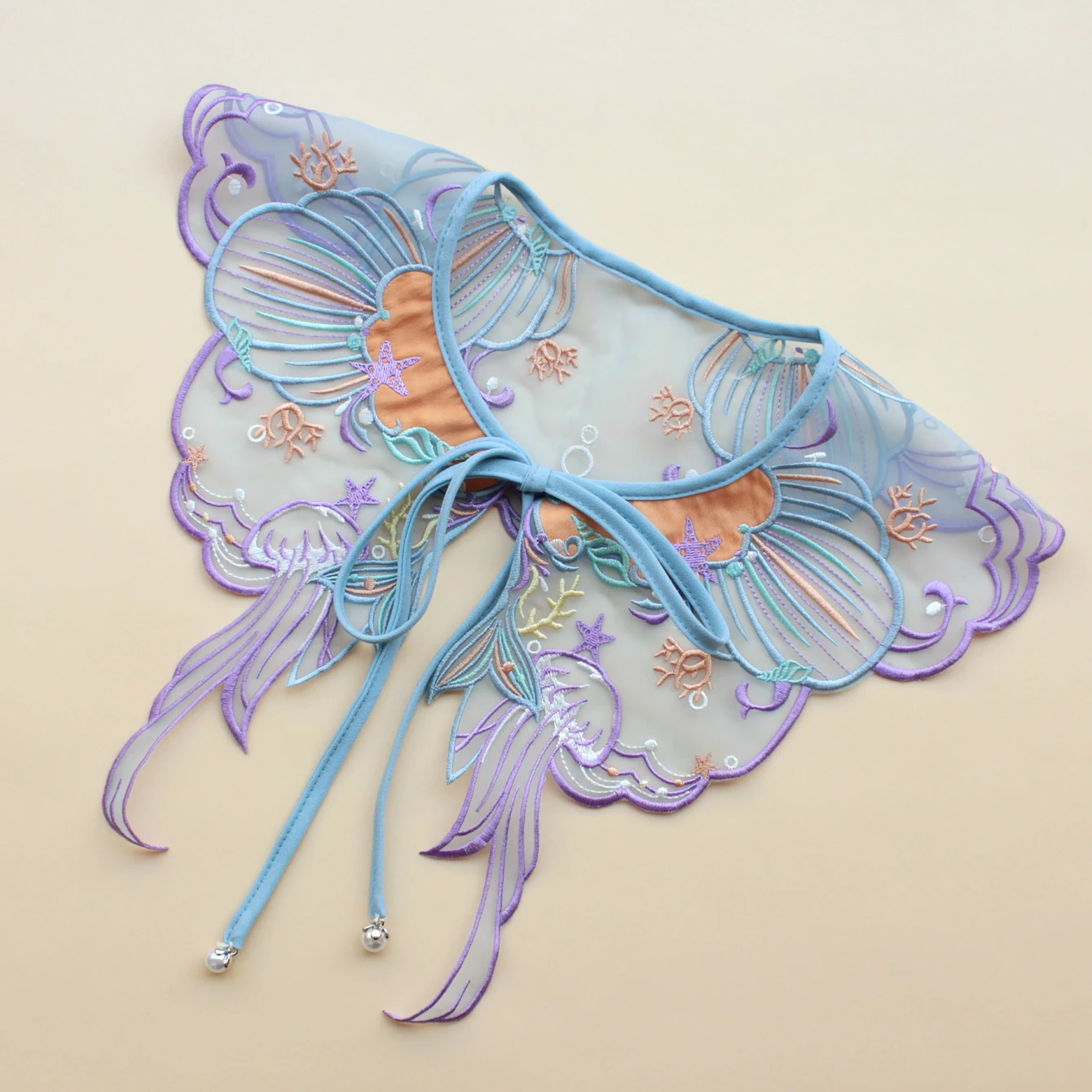 Fake Collar Detachable Collar Shawl 1 piece of butterfly small shawl fake collar decoration colorful alternative lace-up for ladies' wear