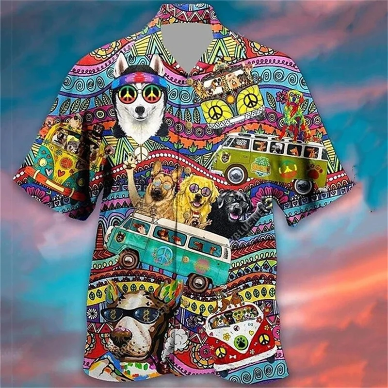 thumbnail image 1 of Camisa hawaiana divertida para hombre, sudadera playera con estampado de gato y música en 3D, camisa de manga corta de diseñador callejero, ropa para hombre de alta calidad, 1 of 5