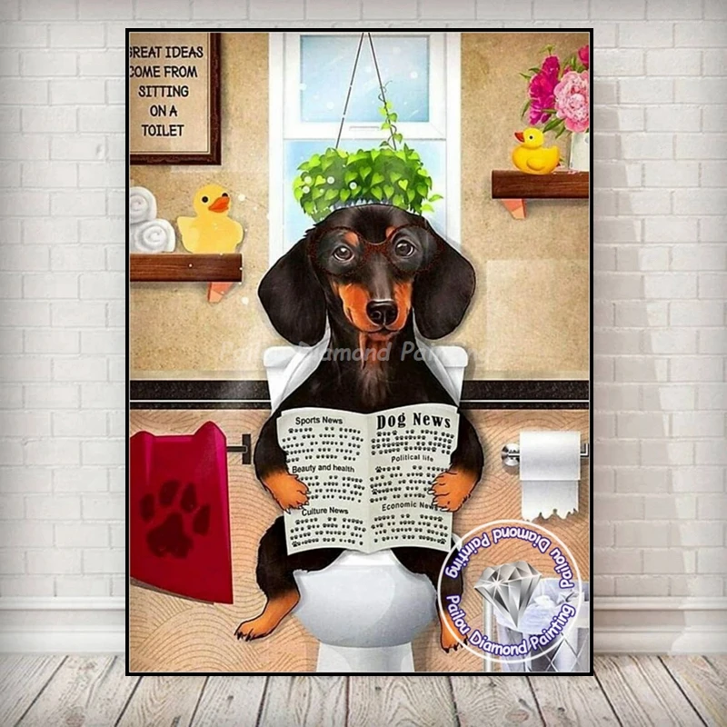 Cute Long Hair Dachshund Dog Diamond Painting Kits Full Drills Wiener Puppy Animal Mosaic Cross Stitch Handcraft Home Decor