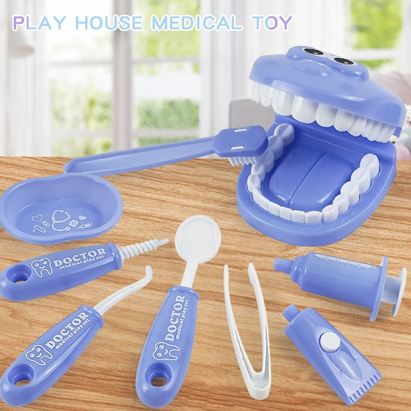 9PCS Dentist Play Set Plastic Simulation Medical Kit Pretend Toy for Kids Hygienic Habbit Cultivation Role Play Game