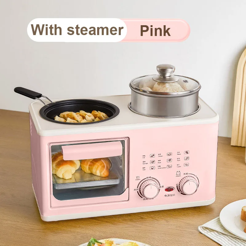 With steamer Pink