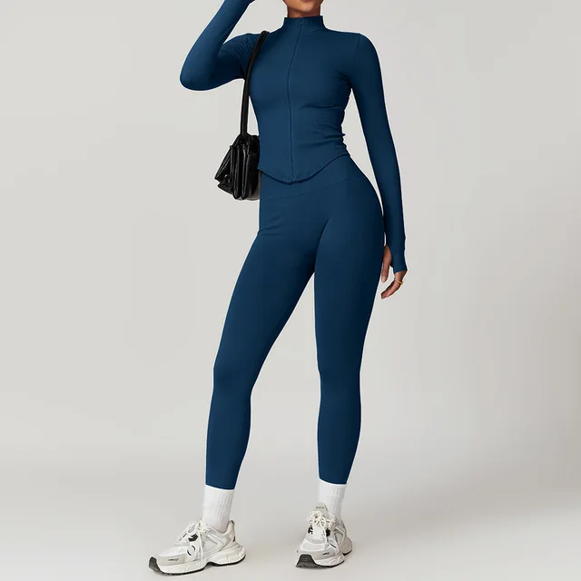 2/3/4PCS Yoga Set Gym Clothes Sportswear Seamless Yoga Suits For Women Fitness Long Sleeved Tracksuits Sports Bra Gym Leggings 4
