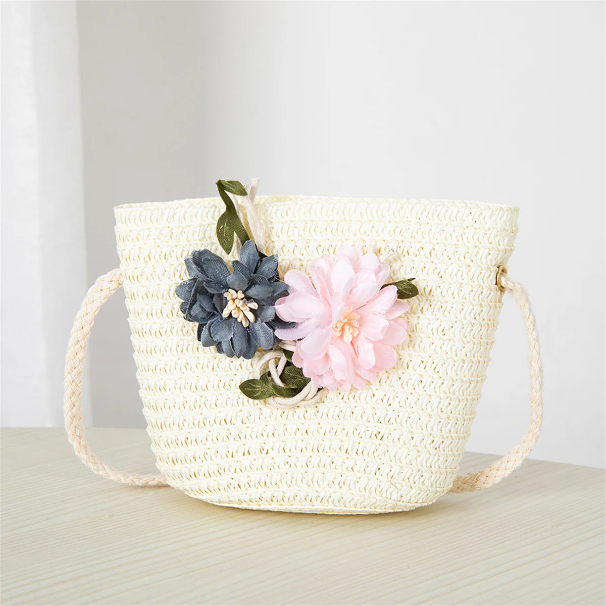 Kids Sun Hat Girls Summer Straw Bag Cap Set Baby Travel Sun Protection Beach Hats Fisherman Hat Shoulder Bag HandBags