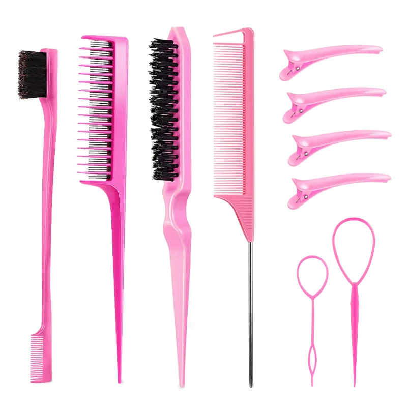 3-10pcs Hair Styling Comb Set Teasing Hair Brush Triple Teasing Comb Rat Tail Combs Edge Brush Hair Tail Tools Braid Tool Loop 1