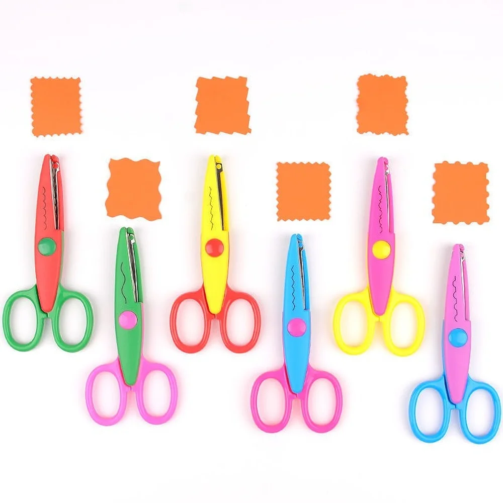 Mr.paper 6 Styles Minimalistic Lace Scissors Wavy Pattern Small Round Head Children Special Student Art Tool Stationery Scissor stationery scissors