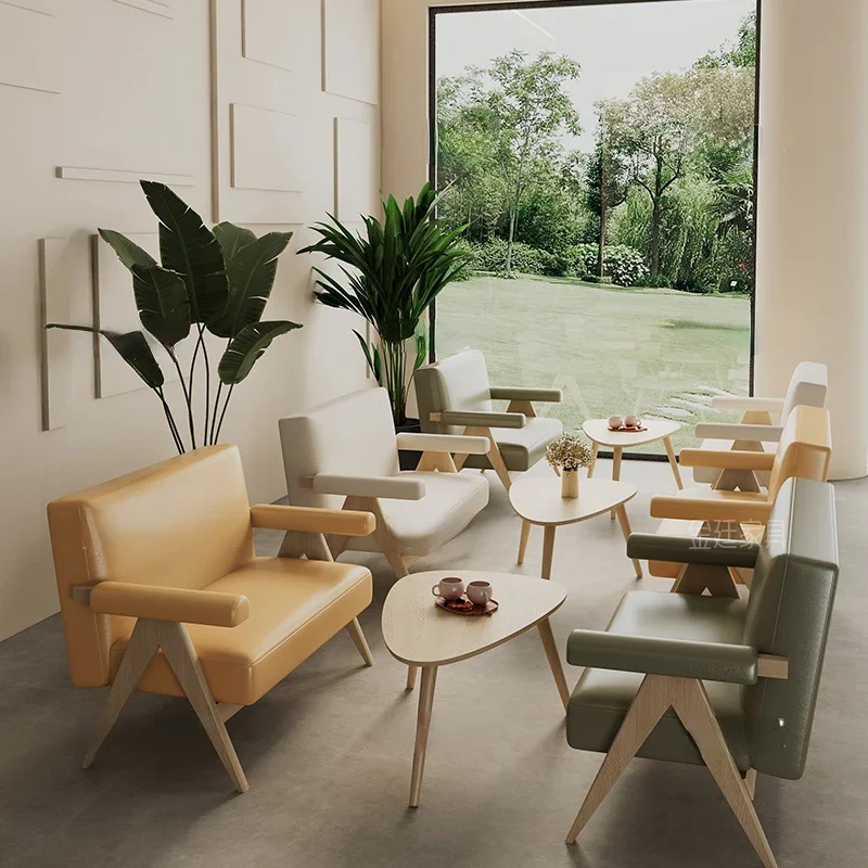 milk tea shop coffee shop dessert baking sofa ins book bar leisure area negotiation solid wood table and chair combination