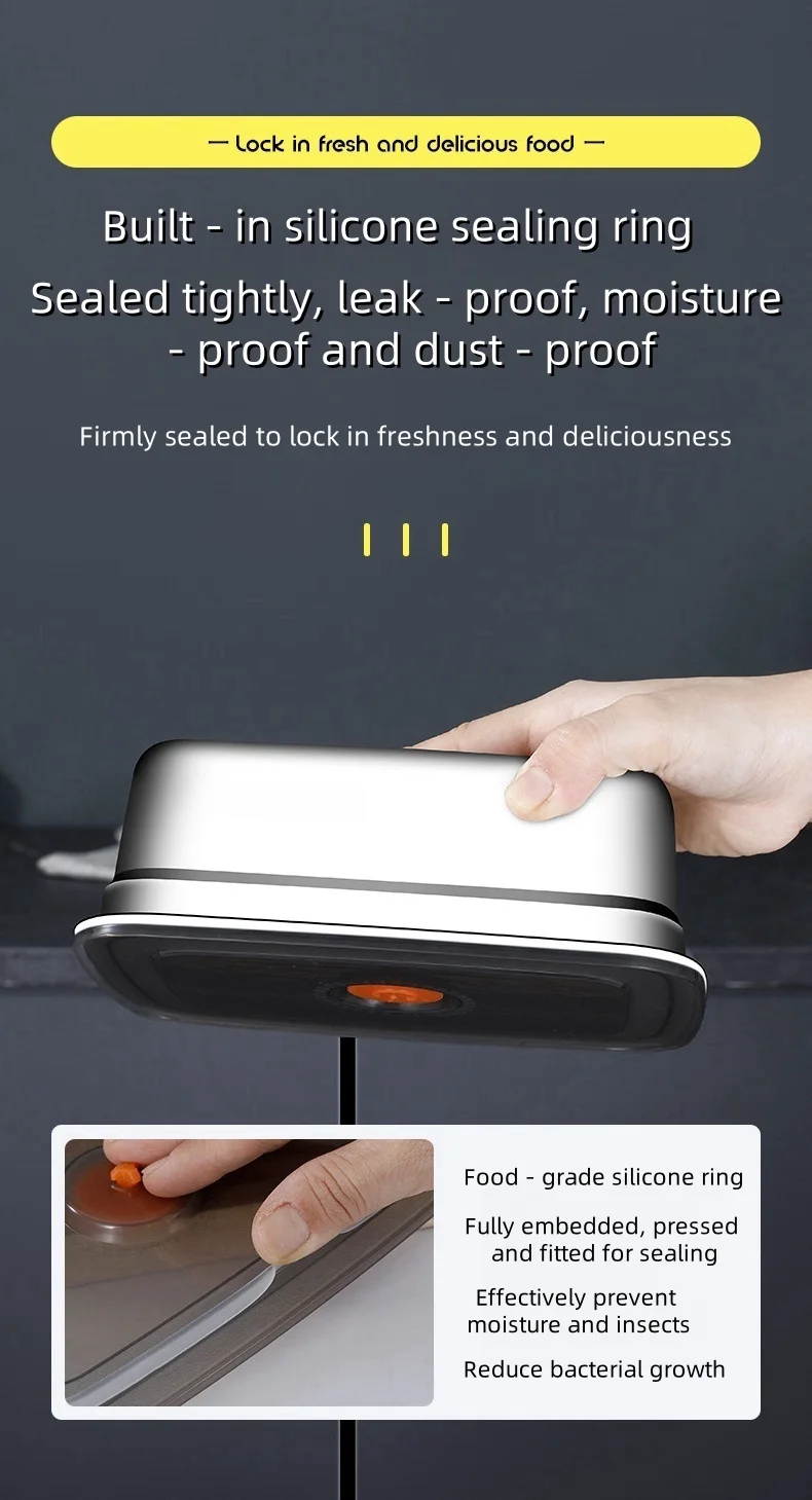 caja para alimentos con bacio de aire, fiambrera para estudiantes, contenedor de almacenamiento de alimentos con tapa, fiambrera Bento, herramienta de acampada para pícnic al aire libre » caja para alimentos con bacio de aire