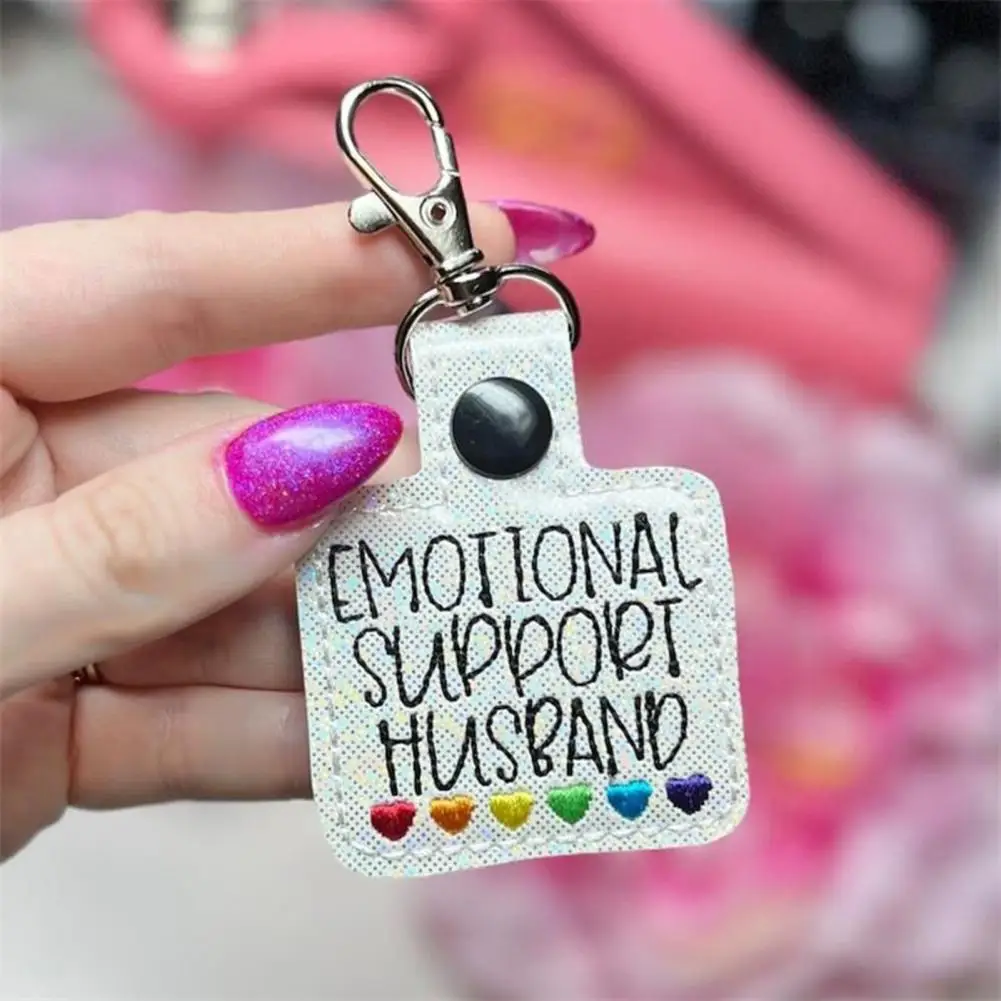 

Emotional Support Coworker Pendant Decoration Embroidered Rainbow Heart Keychain Pendant for Emotional Support Coworker Gift Diy