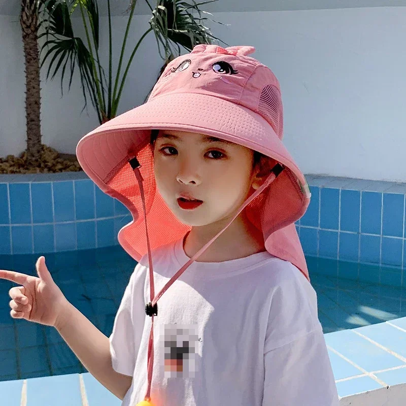 Children Sun Hat Summer Kids Outdoor Neck Ear Cover Anti Uv Protection  Beach Caps Kids Boy Girl Travel Flap Cap For Children - Kids Hats & Caps -  AliExpress