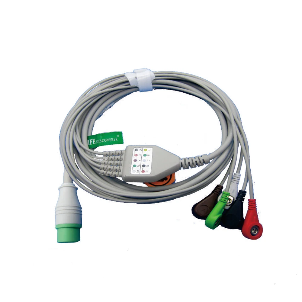 

Compatible for Fukuda 12 Pin Patient Monitor, 3/5 Leads ECG Cable, Use for ECG Data Monitor, ECG Measurement Sensor Module Kit