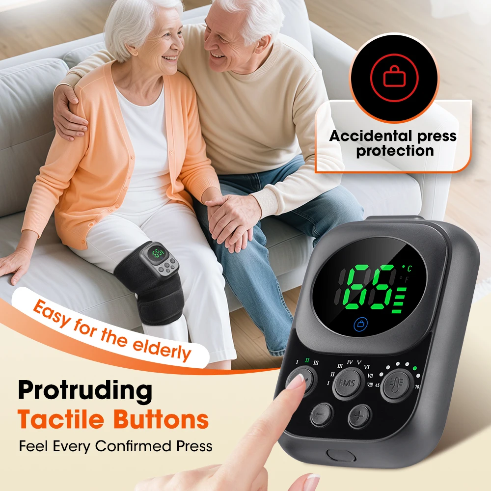Multi Functional Knee Joint Massager Wireless Phone APP Control Heating Vibration Knee Elbow Pad with EMS Microcurrent Massage