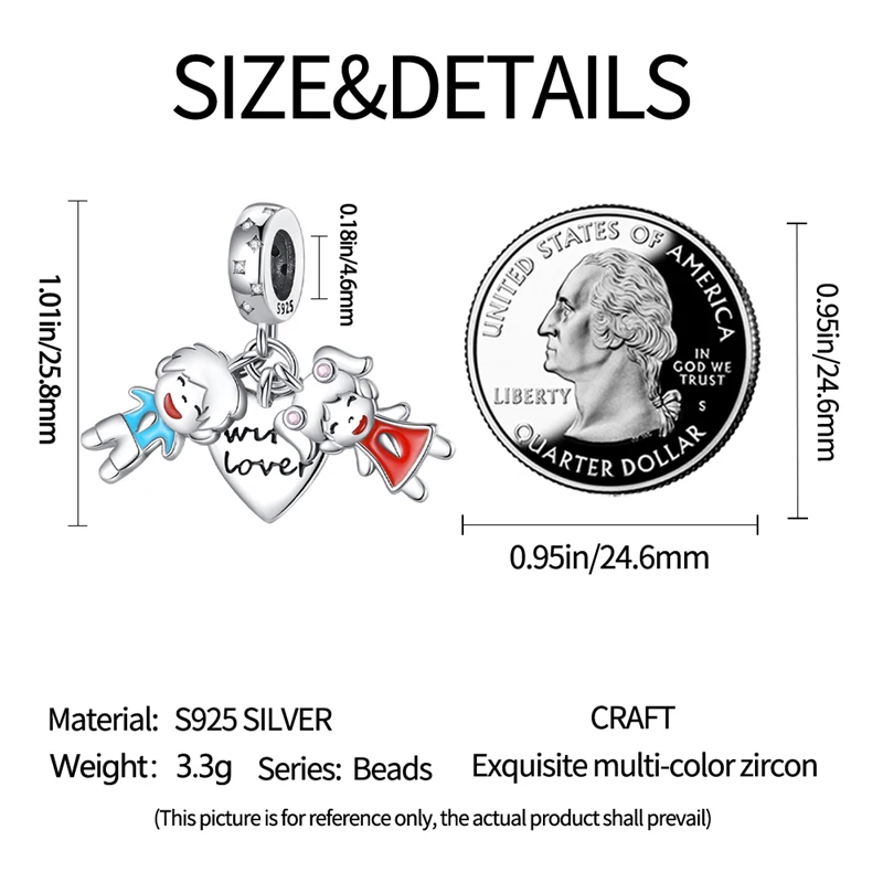 925er-Sterlingsilber, Liebesform, Mutter-Tochter-Anhänger, Armband-Charms, passend für Schmuck, Party-Perlen, DIY, feines Geschenk-Zubehör – Detail 36