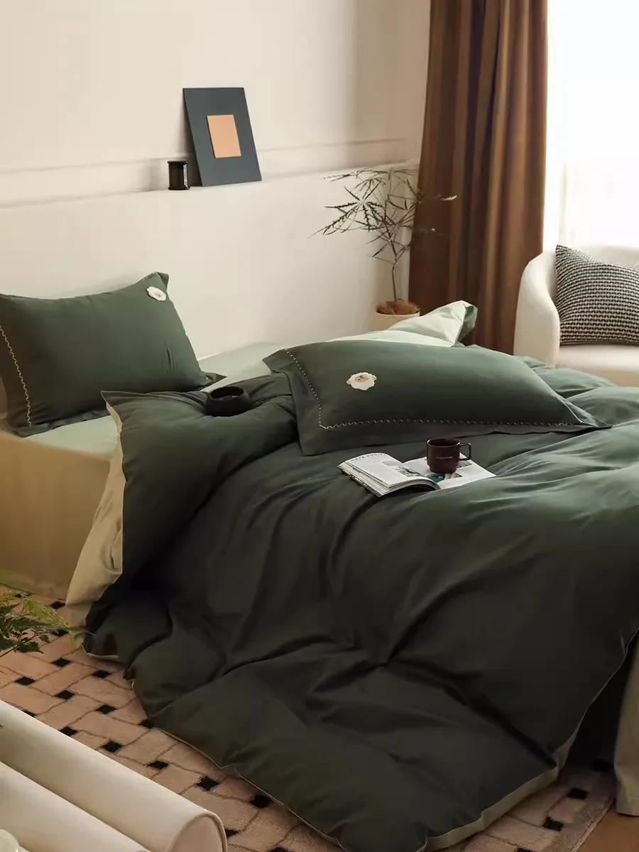 

Постельное белье из кружева с закругленными кружевами, односекционная матовая двуспальная кровать из 100% чистого хлопка, простыня с подушкой 1,8 м, пододеяльник 1,5 м, 2 м