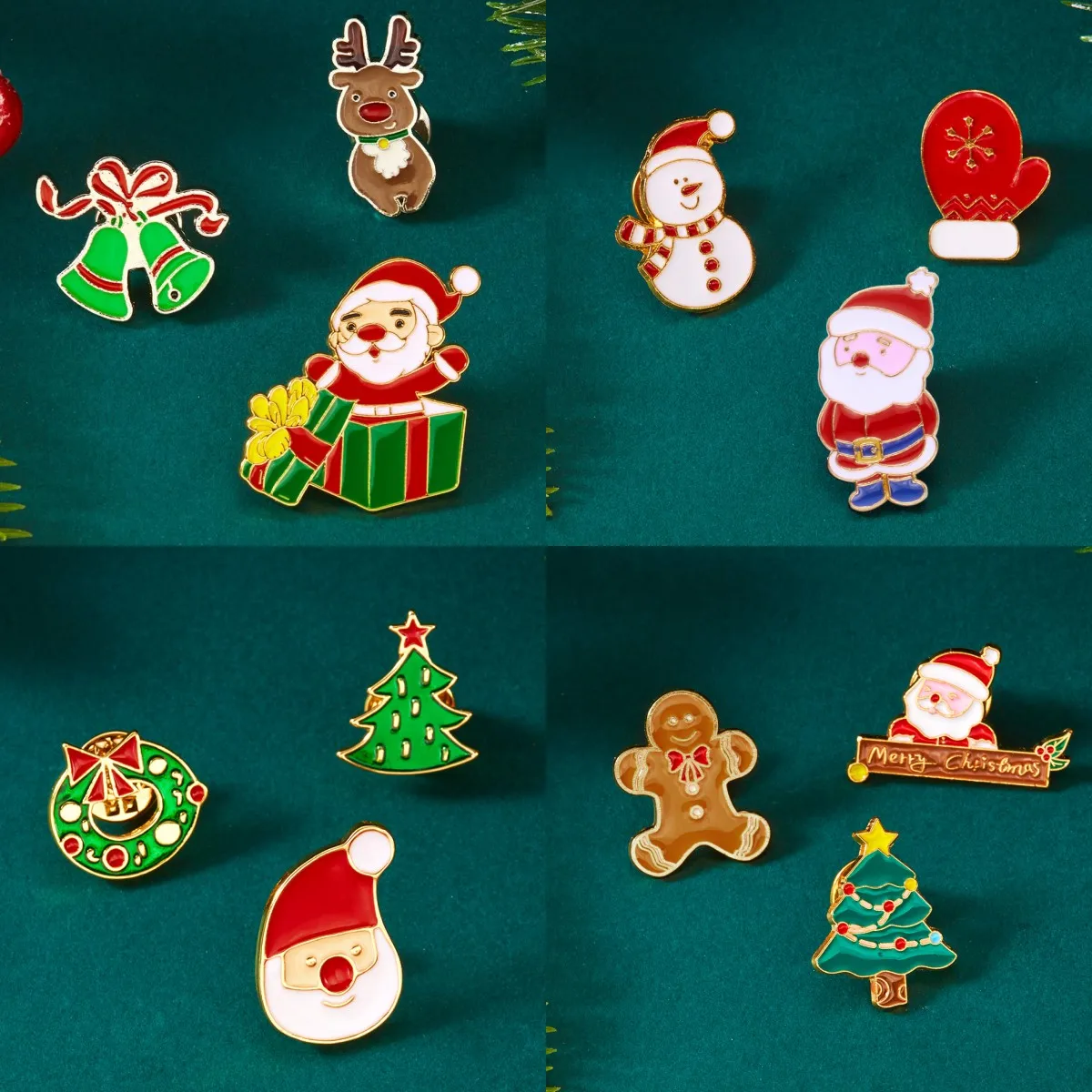 Frohe Weihnachten Baum Hirsch Schneemann Emaille Brosche Set für Frauen Männer Mode Weihnachten Party Festliche Urlaub Schmuck Neujahr Geschenk