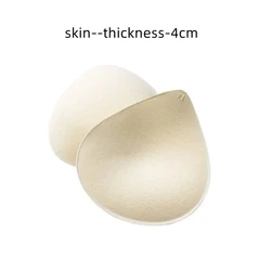 Set of 2 Thick Push-Up Bra Pads - Removable Latex Inserts for Swimsuits and Bikinis (Skin-4cm)