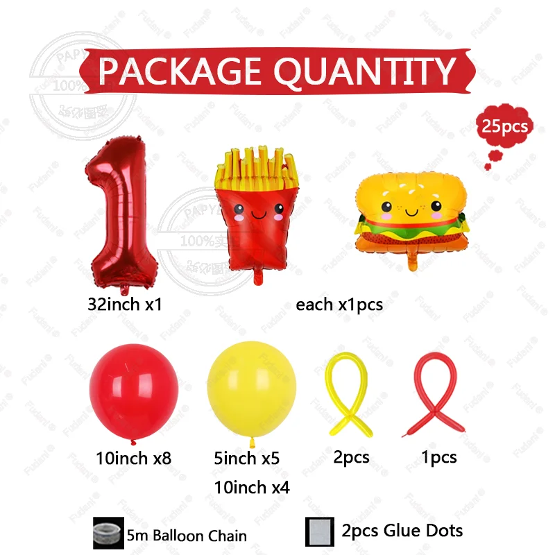 25Pcs Fast Food Thema Party Ballon Set Pommes Geformt Ballon Geburtstag Party Decor Festival Liefert Foto Requisiten Baby Dusche geschenk – Detail 1