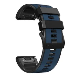 Premium Silicone Quick Release Watch Strap Bracelet - 26mm/22mm Adjustable Wristband for Sports and Outdoor Adventures (Dark blue black)