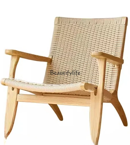 

Leisure Negotiation Braid Rope Recliner Candy Snacks Milk Tea Shop Solid Wood Sofa Chair