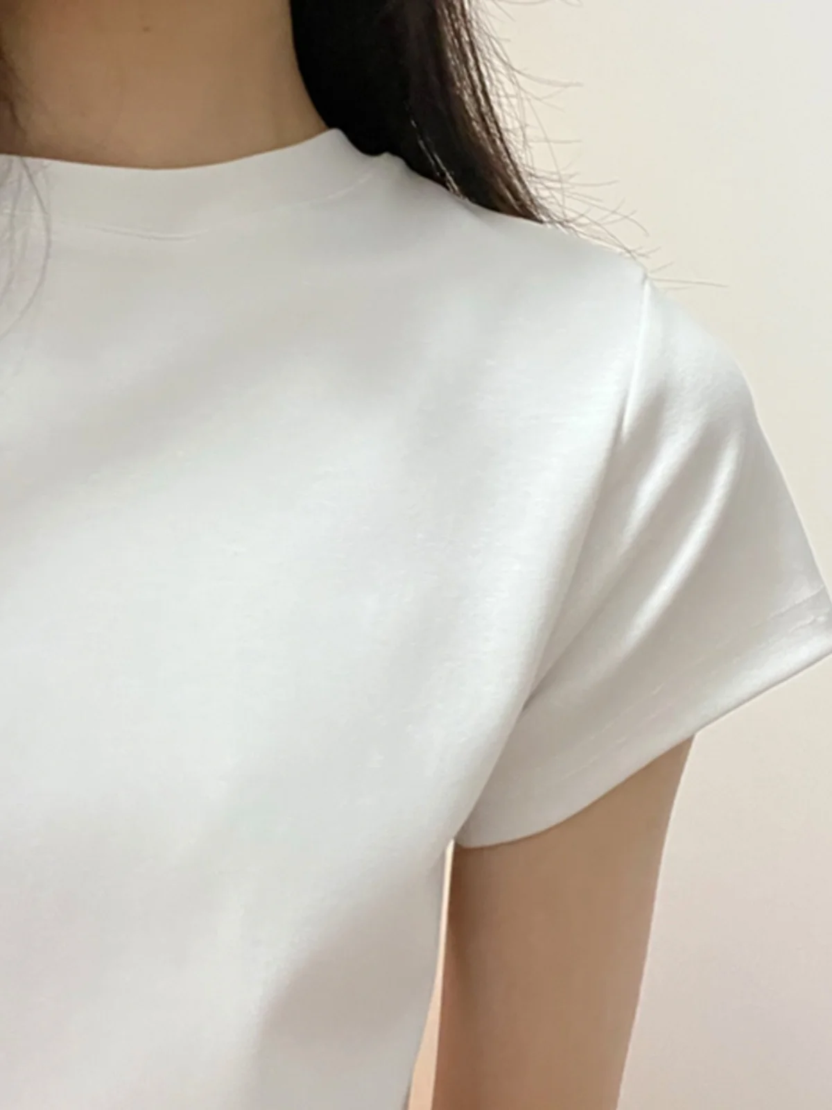 슬림핏 베이직 숄더 반팔 여성 티셔츠 여름 신상 디자인 퓨어 디자이어 다용도 순면 한국 스타일 탑