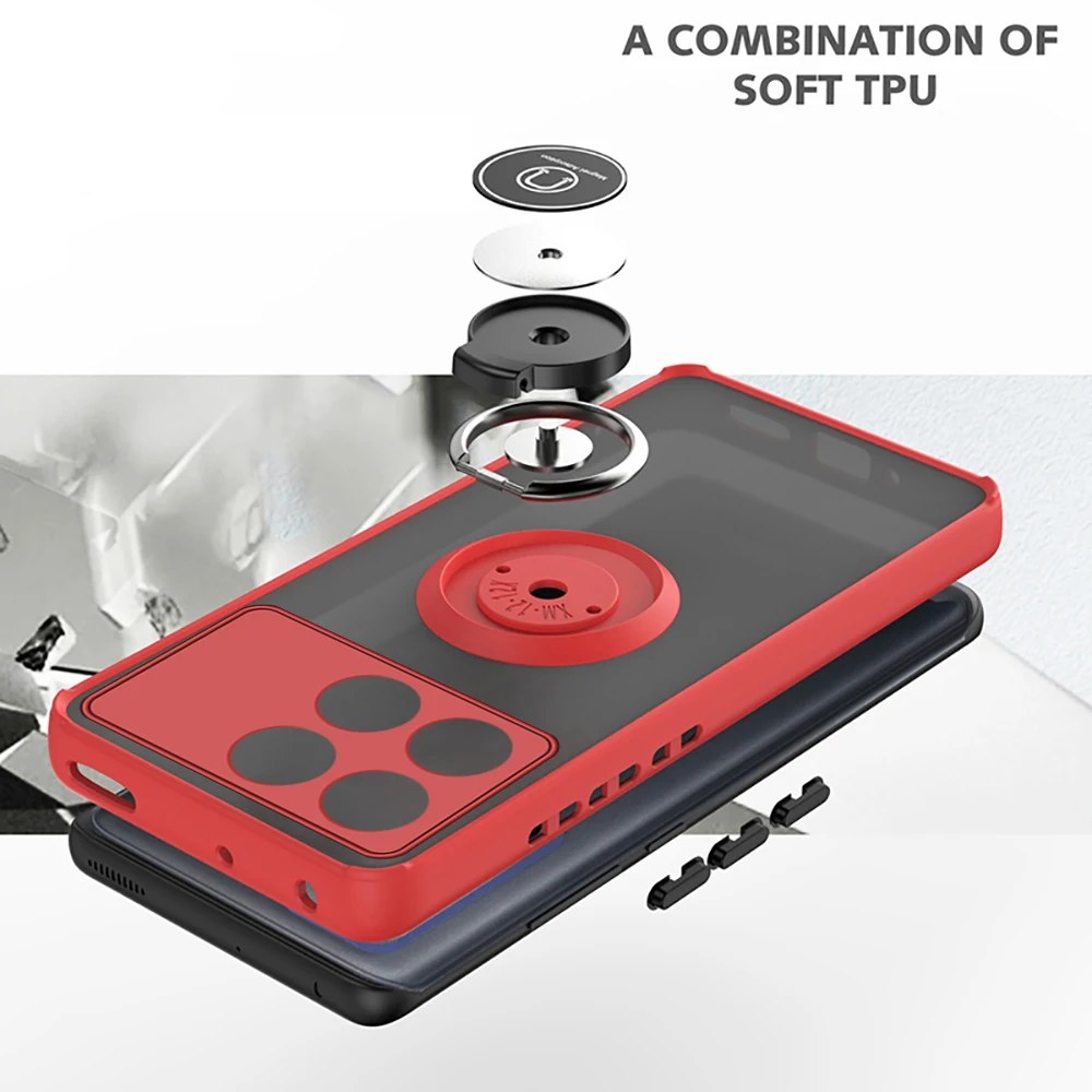 Matte Magnetic Ring Holder Shockproof Armor Phone Case - Universal Fit