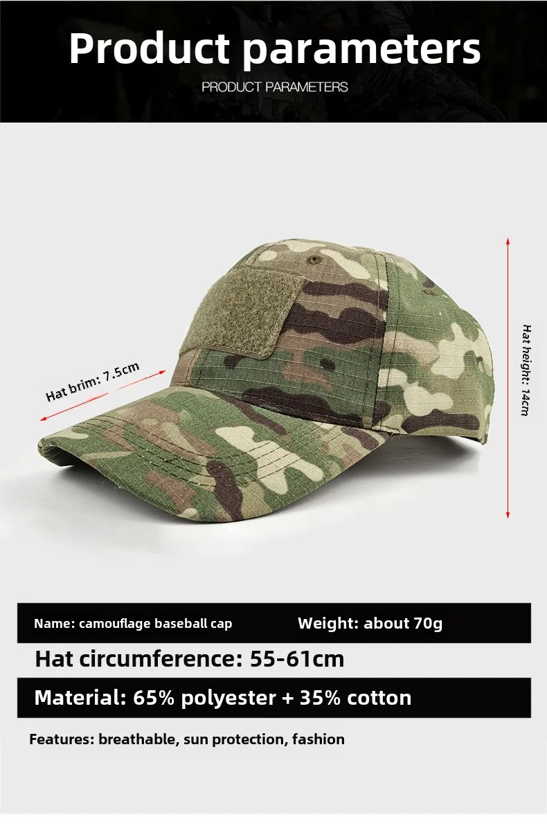 Unisex-Baseballmütze mit Tarnmuster und Gesichtsmaske, taktische Kappe, Kopfbedeckung, Sonnenschutz für Outdoor, Wandern, Angeln, Jagd, Camping – Detail 2
