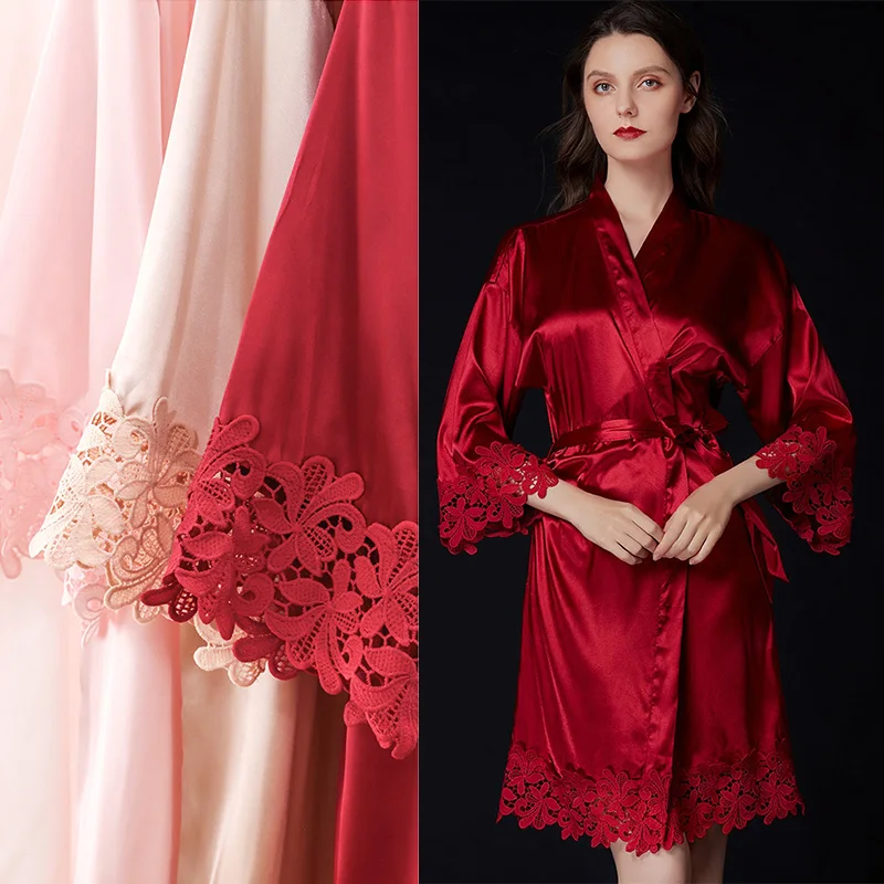 Women Summer Lace Sleepwear Bride&Bridemaid Wedding Robe Gown Solid Embroidery Kimono Bathrobe Casual Home Night Dress M L Xl women sleepwear bride robes silk robe