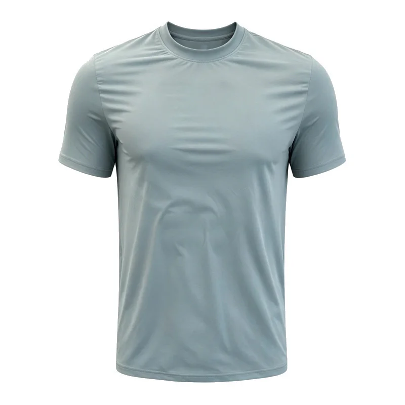 2025 Men's Ice Silk Quick Dry T Shirt High Elastic Breathable Fitness Running Short Sleeve Summer Workout Casual fitted tops 3