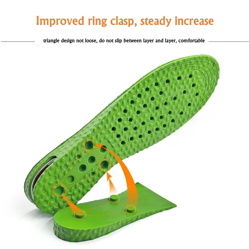 Height Increase Templates Round Toe Insole Full Pad 3CM-7CM Invisible Inner Shock Absorbing Air Cushion Insoles For Shoes