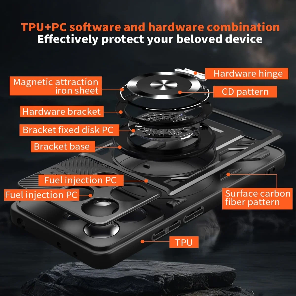 Shock Proof Armor Case with Magnetic Heavy Duty Rugged Ring Kickstand Protection