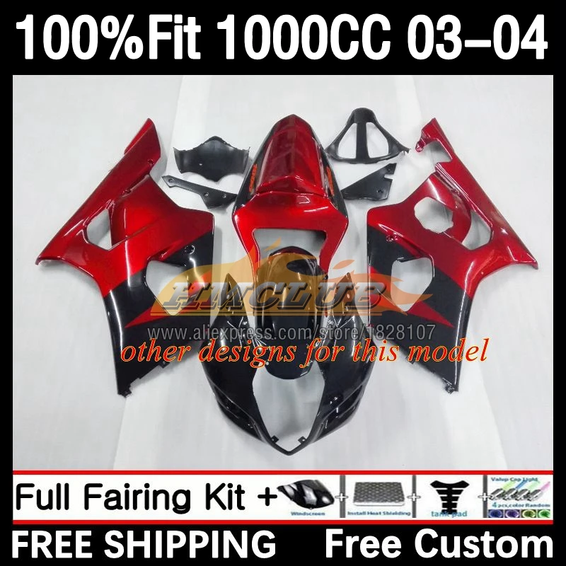 OEM 페어링 사출 바디, 스즈키 GSXR-1000 GSXR1000 2003 2004 74No.106 1000CC GSX-R1000 K3 GSXR 1000 CC 03 04, 메탈릭 레드