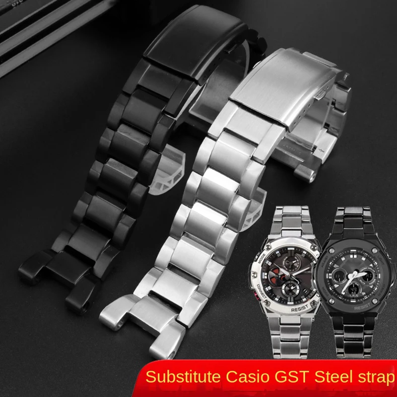 Per Casio G-Shock Watch Band Gst-210 Gst-W300 Gst-400G Gst-B100 S100D/S110D/W110 Cinturino In Metallo Cinturino In Acciaio Inossidabile