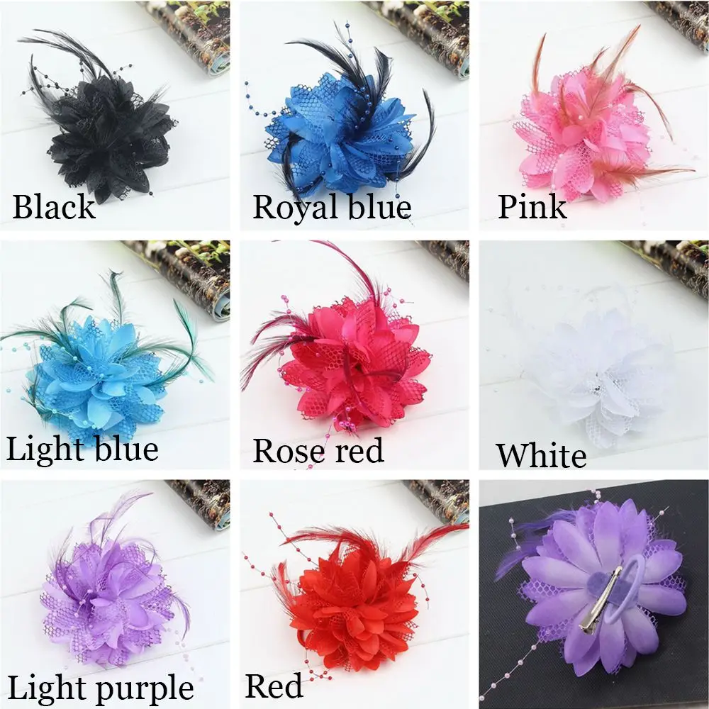 Fascinator Brooch Latin Dance Performance Wedding Hair Accessories Feathers Hair Clip Bridal Hairpin Headdress Wrist Flower