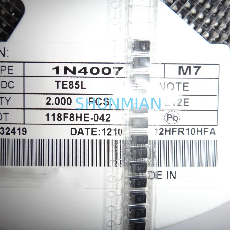 100 шт. 1N4007 SMA IN4007 M7 1A 1000V SMD выпрямительный диод