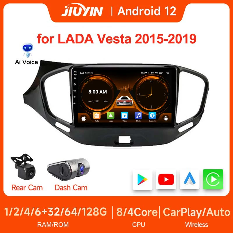 

JIUYIN 9 inch Touchscreen for Lada Vesta Car Stereo 2din Radio Head Unit Carplay Android Auto Wireless Multimedia with Frame