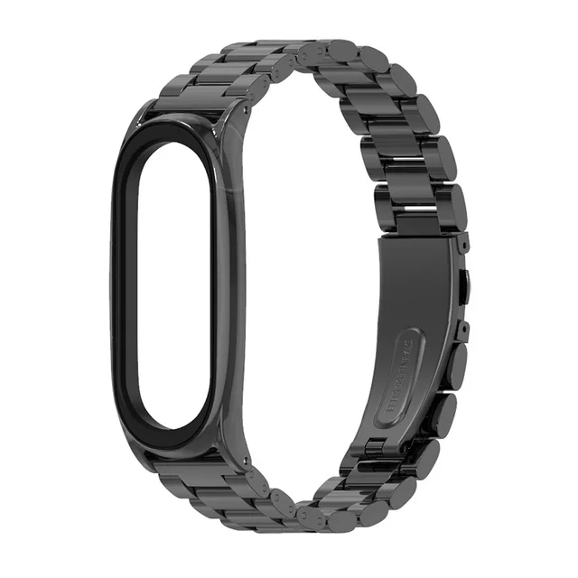 Strap For Xiaomi Mi Band 3 4 5 Wrist Metal Bracelet Screwless Stainless Steel MIband for Mi Band 4 3 5 Strap Wristbands Pulseira 1 plus black