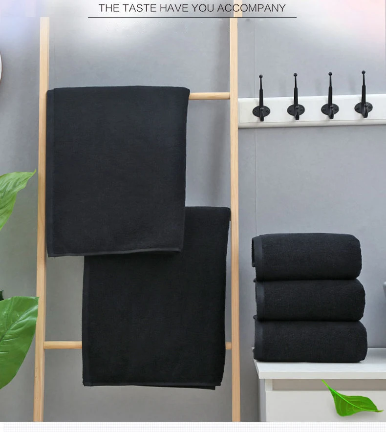 Description Picture 2 of itemSolid Color Home Hotel Bath Towels Bath Shower Cotton Bathroom Cloth Towels SPA Club Sauna Beauty Salon Hand Towel Black