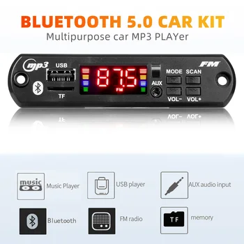 블루투스 5.0 MP3 디코더 보드, MP3 플레이어, 50W 앰프, FM 라디오 모듈, 자동차 음악 스피커용 통화 녹음 지원, 3.5mm, 12V