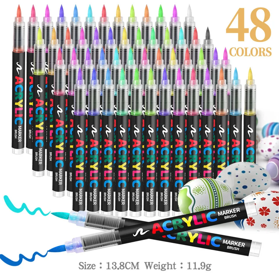 Guangna Direct Liquid Soft Head Acrylic Marker Pens, Acrylic Paint Markers, Brush Tip Acrylic Paint Pens, Ideal For Egg, Rock Painting, Canvas, Wood, Stone, And DIY Crafts (240