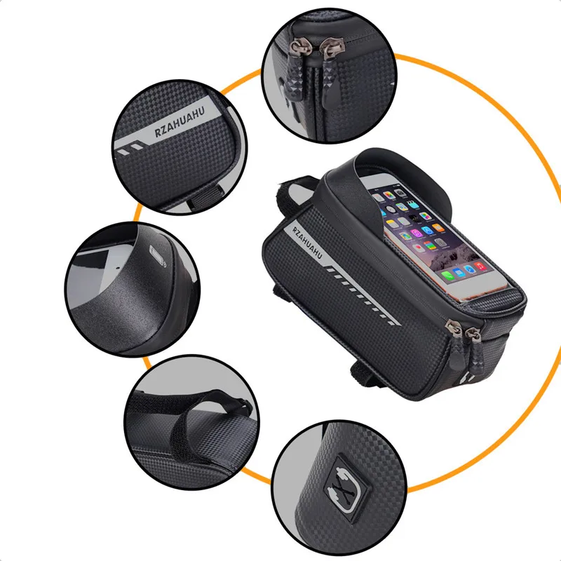 Bicycle Front Beam Bag Front Tube Cycling Bag Waterproof Phone Case Holder Touchscreen Saddle Accessories