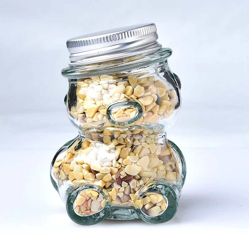 50ml/150ml/300ml Little Bear Glass Honey Jars with Aluminum Bottle Cap Lovely Washing Bottle Glass Bottle 5